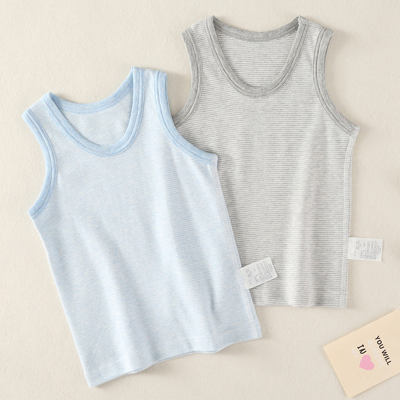 El otoño y el Invierno de Los Niños chaleco sin hueso algodón rayas bebé Japonés que basa la camisa ropa interior los niños y niñas Pijamas