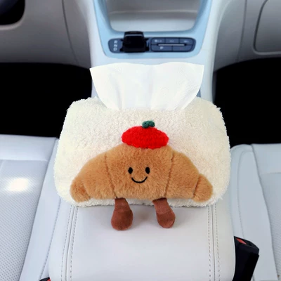 Tissue Box, Car tissue box/set - french-croissant-lambswool-tissue-box-cover