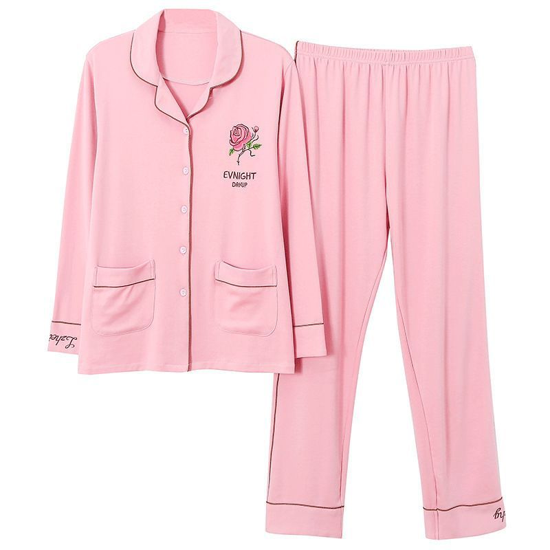 Pijamas traje de algodón puro Mujer % primavera y otoño verano manga larga dulce REDUCCIÓN DE EDAD homewear al aire libre