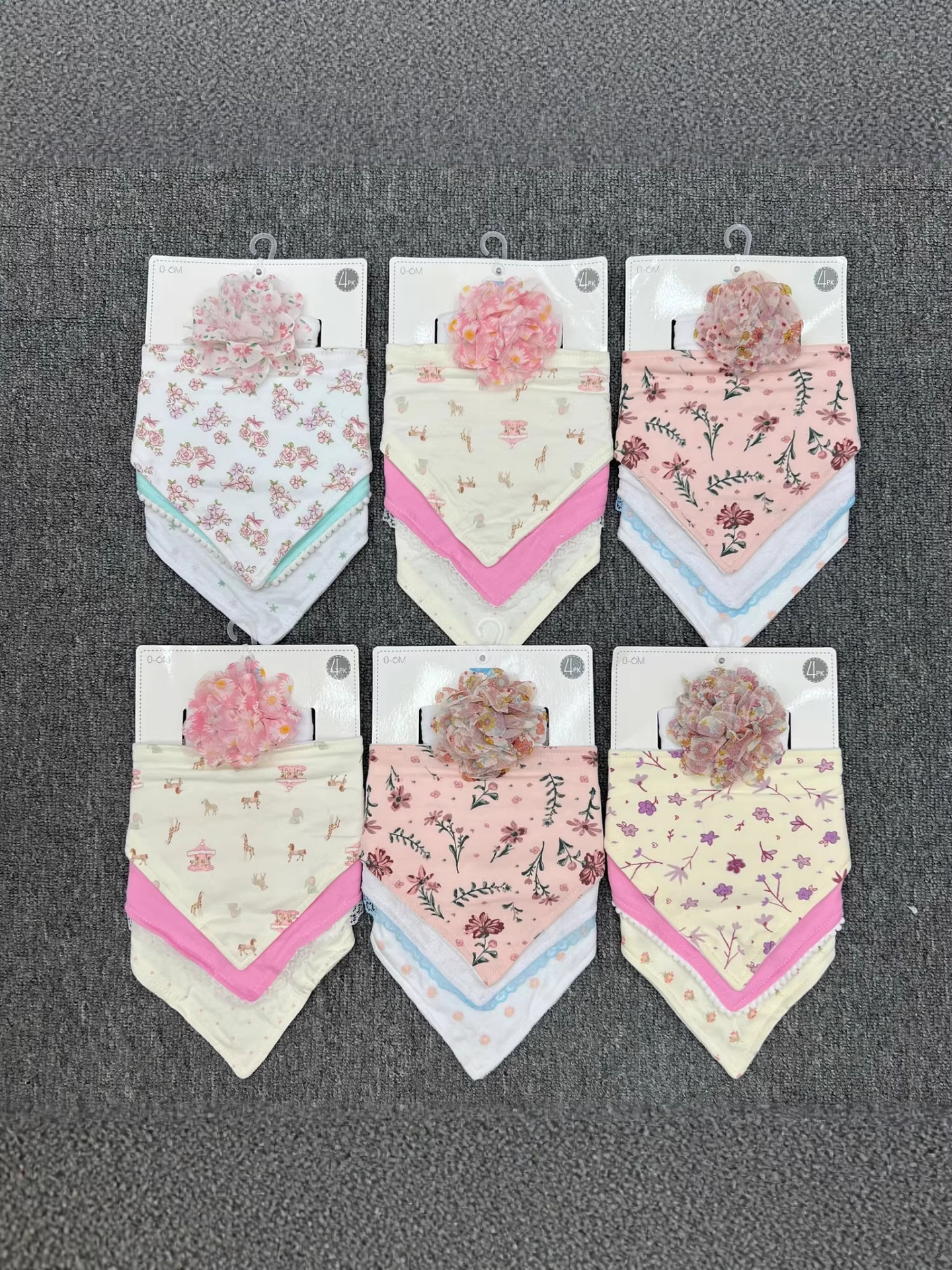 Transfronterizos para nuevos bebés de algodón toallas de saliva y banda de cabello combinación 4pcs