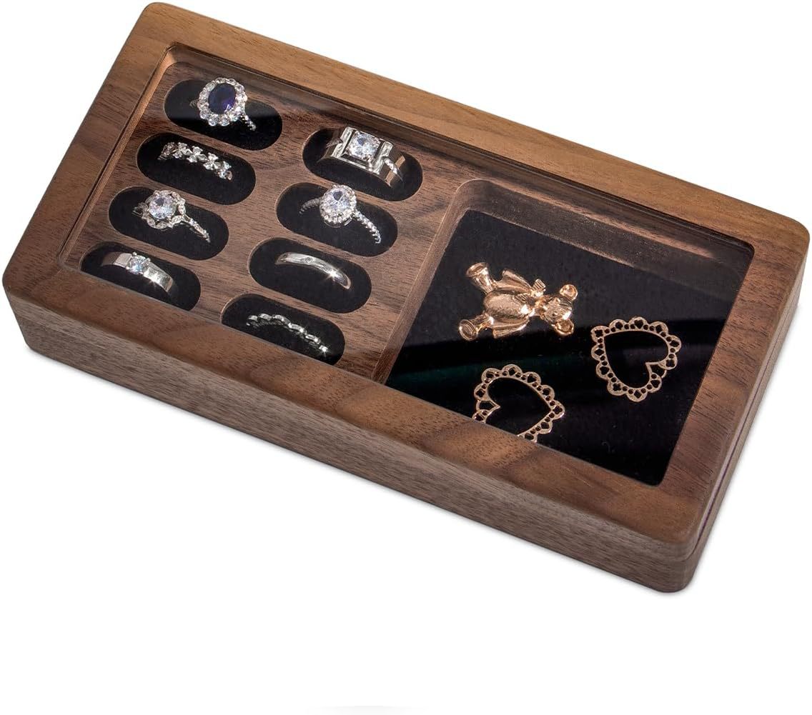 Jewelry, storage system, glass storage box, wooden stand 5