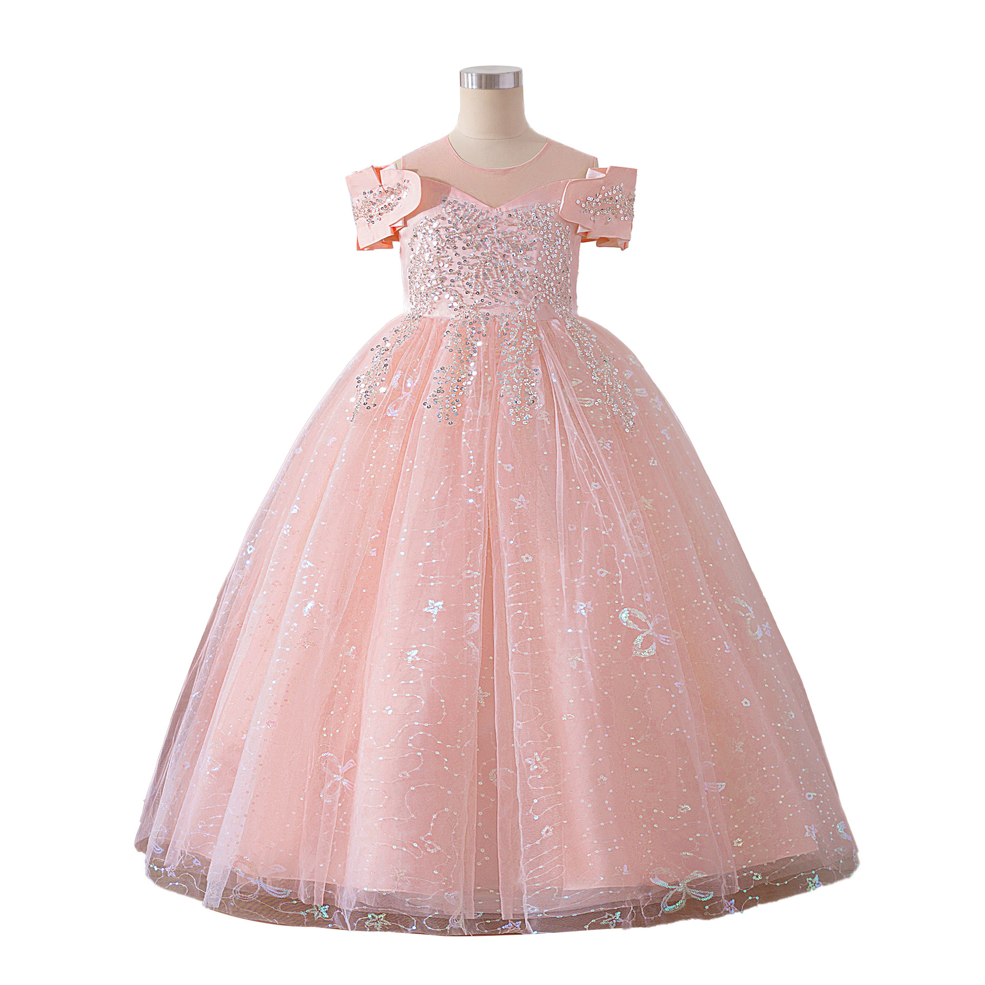AliExpress Vestido para niños Vestido de princesa Vestido de fiesta de niña de flores de tela forjada de moda Vestido de noche de un año de bebé