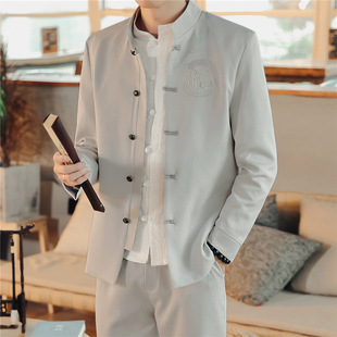 2023 Spring and Autumn New Chinese style men's retro trendy Chinese-style suit men's embroidered Tang suit two-piece suit