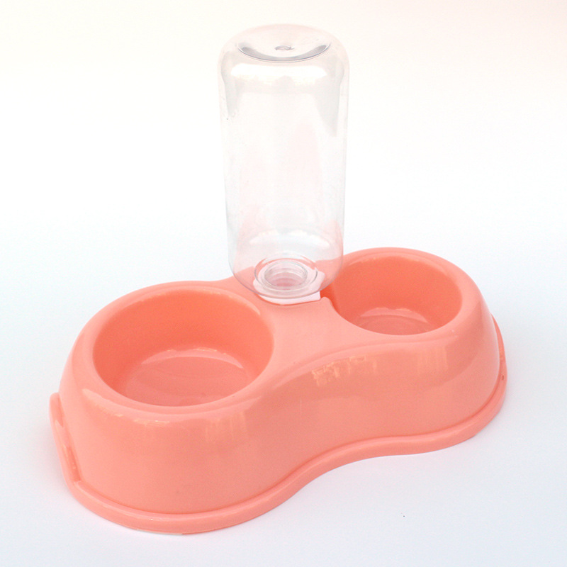 Pet Bowl perro doble tazón con botella de agua gato tazón de comida para perros tazón de plástico doble tazón suministros para mascotas