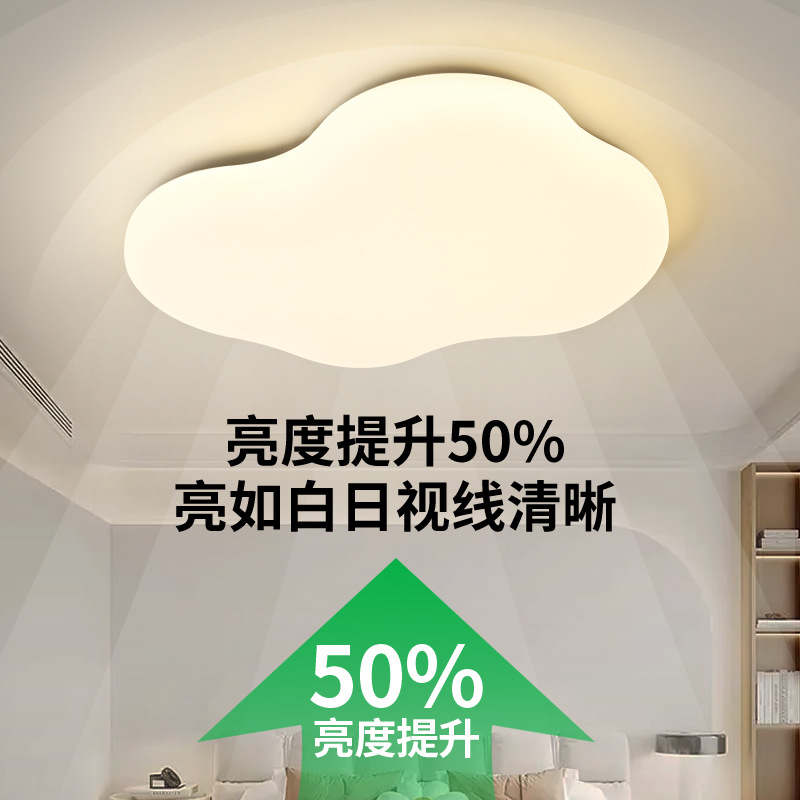 Gran vista jardín lámpara de dormitorio lámpara de techo nórdica moderna minimalista viento crema dormitorio principal lámpara de habitación blanca leche 581L
