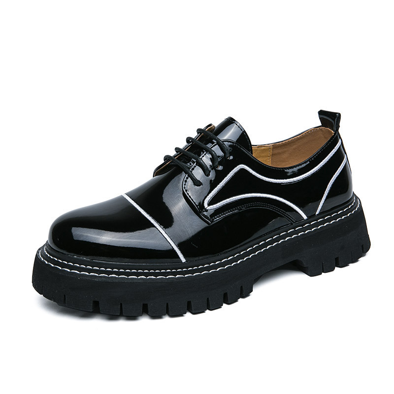 2024 Comercio exterior talla grande 47 zapatos de hombre suela gruesa zapatos de cuero de punta redonda de alto charol para hombre zapatos de vestir de negocios de moda brillante image 6