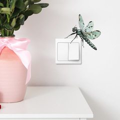 Cartoon Green Dragonfly Children's Bedroom Entrance Hall Living Room Home Switch Decal Decor Wall Sticker Self Adhesive Wholesale