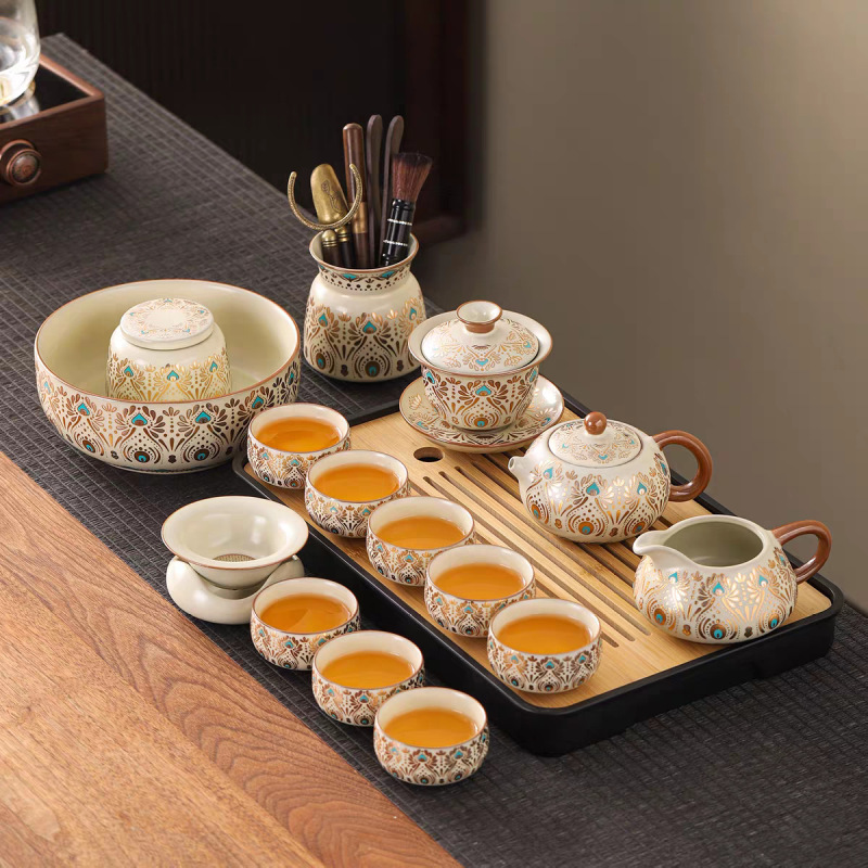 2026 New Model Ru Kiln Dunhuang Kung Fu Tea Set, Ceramic Teapot with Crackle Glaze, Tea Canister, Tea Cups, Complete Set 2026 New Model Ru Kiln Dunhuang Kung Fu Tea Set, Ceramic Teapot with Crackle Glaze, Tea Canister, Tea Cups, Complete Set