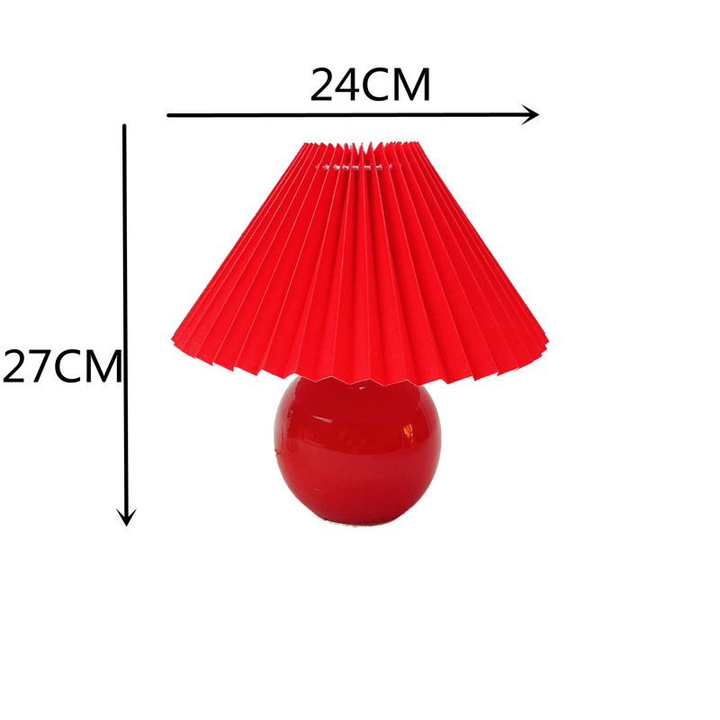 Base de cerámica roja + pantalla plisada roja