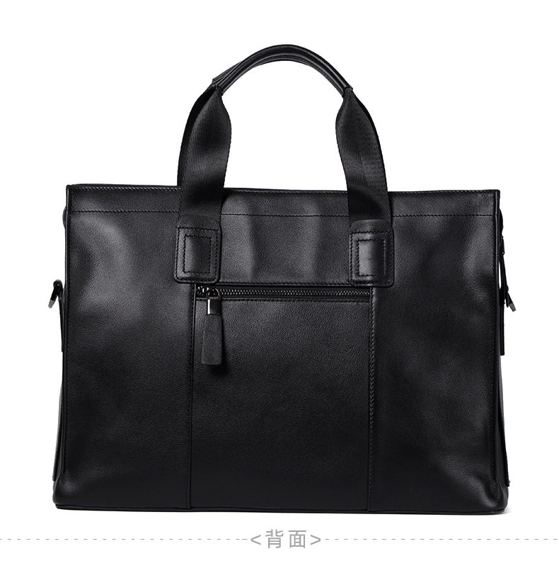 Túi xách tay nam da bò lớp đầu 40×13×29 cm đựng laptop 15.6 inch — Dây kéo dọc màu đen không có túi bên, Dây kéo dọc màu đen có túi bên chi tiết 19