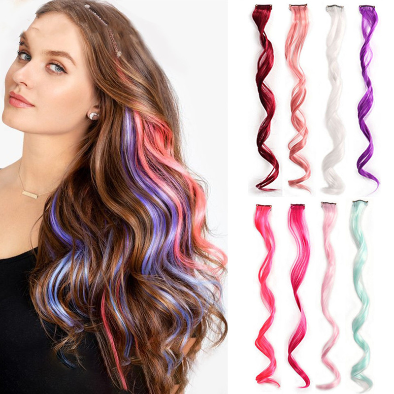 Wig piece color curly hair hanging ear dyeing simulation seamless hair bundle one piece highlights dyeing curly hair foreign trade manufacturers wholesale