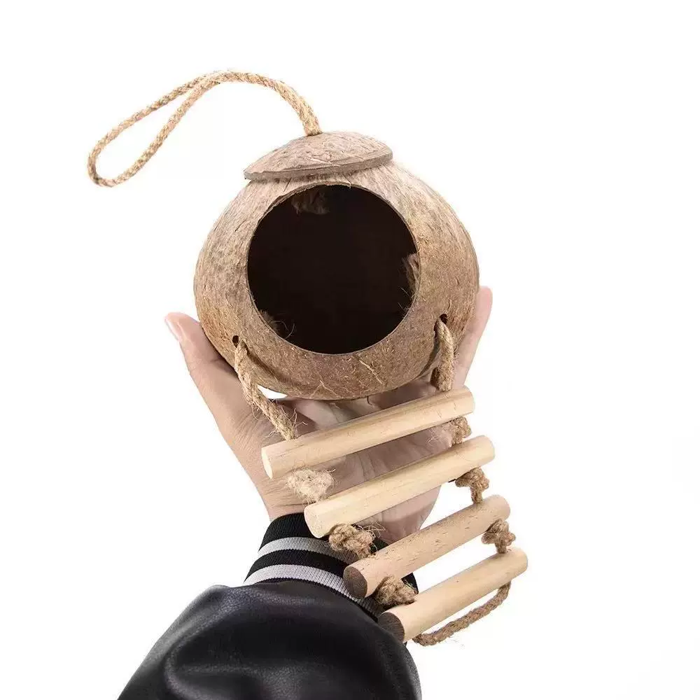 Оптовый производитель гнезд из кокосовой скорлупы для птиц, кокосовой скорлупы для крабов-отшельников с лестницей, полированного гнезда из кокосовой скорлупы для попугаев