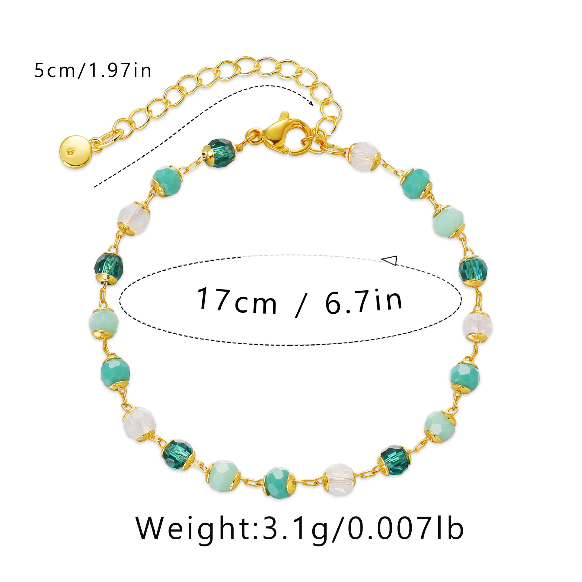 7g Weight 18K Gold Plated Plating Material Fashion Geometric Copper Inlay Acrylic Bracelets 1 Piece