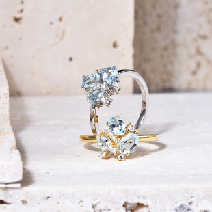 18K Gold Ins Small Fresh Natural Topaz Ring Fairy Style 9/10/14K Gold Inlaid Gemstone Ring Gold