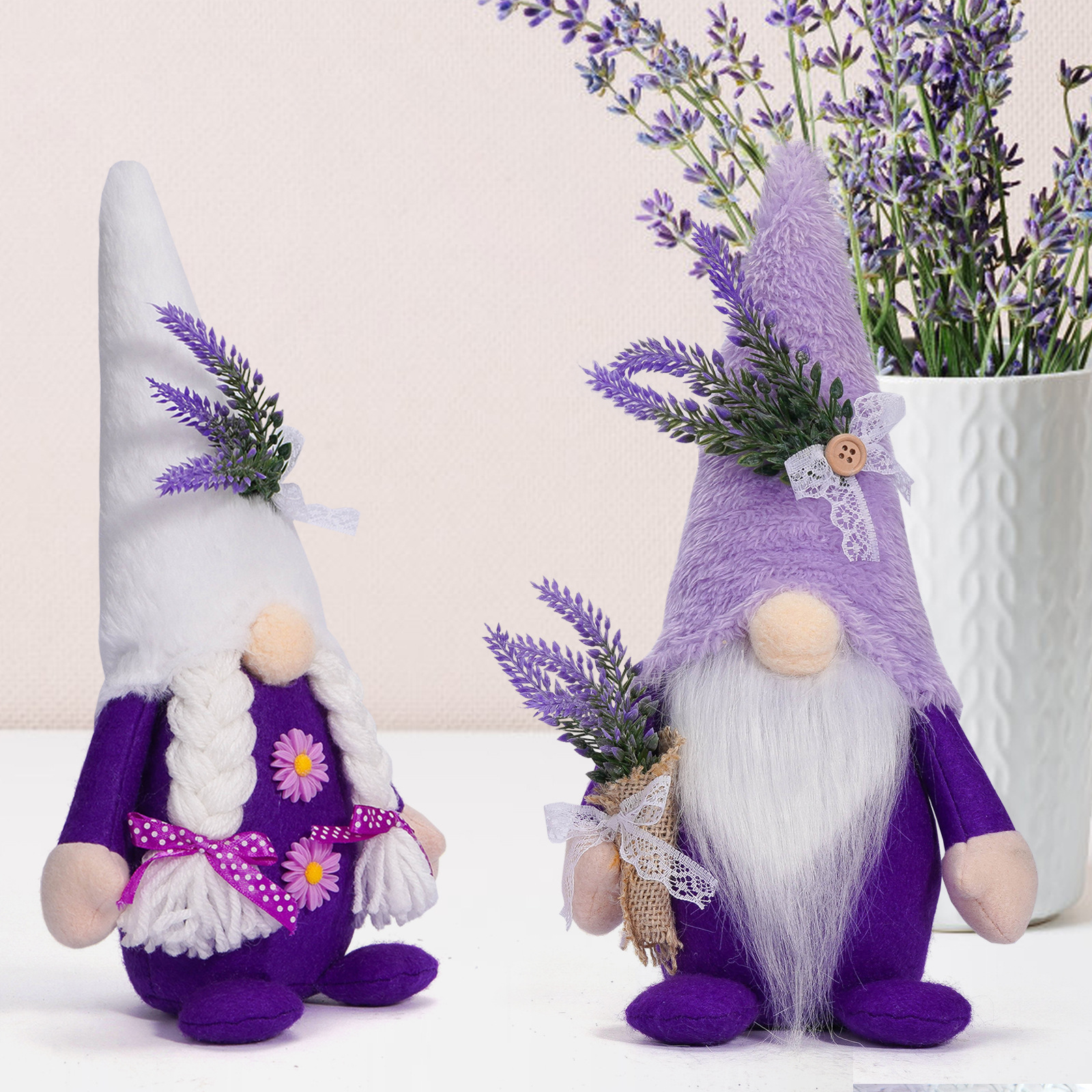 Transfronterizo cuatro estaciones primavera y verano lavanda muñeca sin cara enano púrpura muñeca Rudolph decoraciones