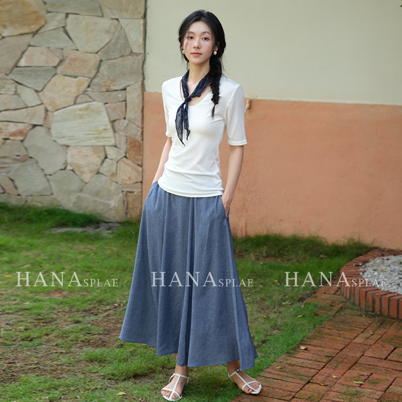 [No Returns or Exchanges] Women's Summer New Designer Casual A-Line High-Waisted Slimming Umbrella Skirt H7360