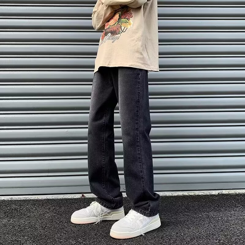 2024 otoño e invierno jeans estadounidenses hombres lavados y desgastados retro barro amarillo teñido marea calle alta holgada jeans rectos