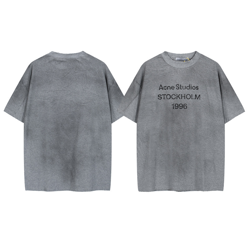 クロスボーダーの潮牌AC1996は古いアルファベットの半袖のゆったりしている男女のカップルのtシャツの丸首のカジュアルな半袖のシャツをつぶします。|undefined