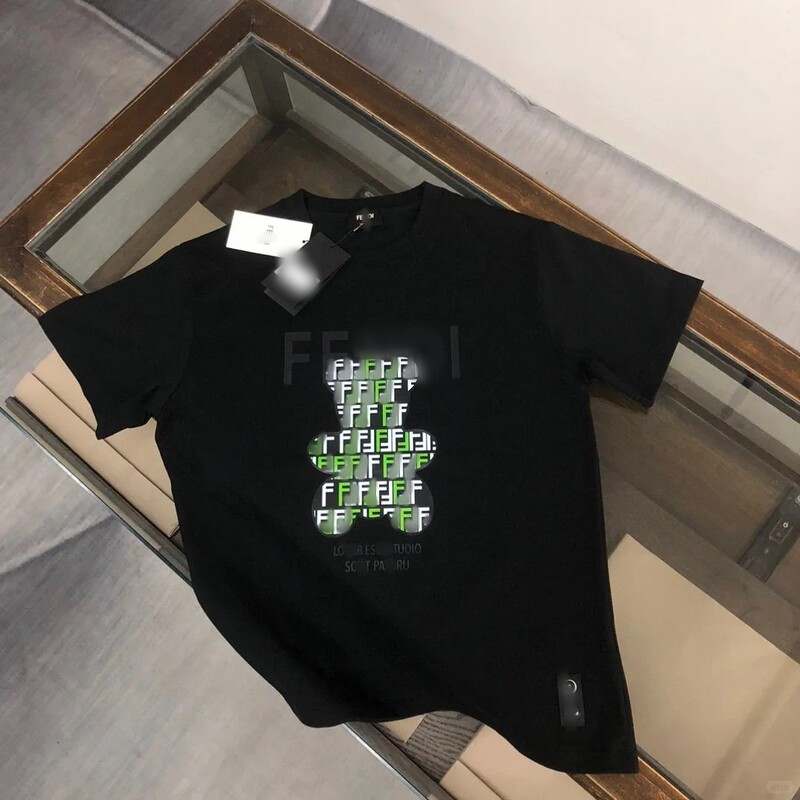 European and American Fashion High Version Versatile Short-Sleeve T-Shirt Summer Couple Outfit Korean Version Classic Bear Print Round Neck Top