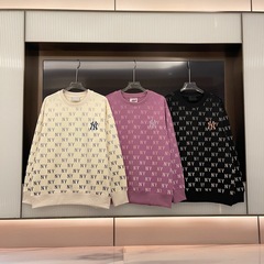 高版本韩潮ML家复古老花满印卫衣NY男女情侣圆领百搭休闲宽松卫衣