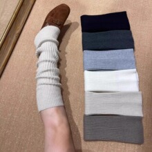 秋冬季复古慵懒堆叠针织烟灰色小腿袜套y2k新款日系羊绒腿套女