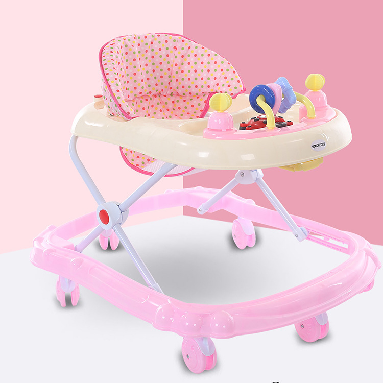 Walker multifuncional con disco musical anti-rollback y anti-O piernas plegable liviano