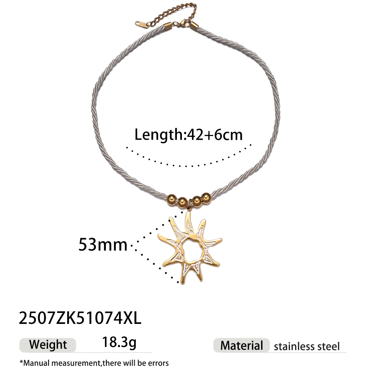 Tena collar de acero inoxidable europeo y americano de lujo ligero nicho blanco tejido de cuerda gruesa flor sol collar de concha joyería mujer image 16