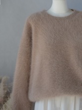 长毛水貂绒慵懒风宽松加厚套头针织上衣软糯拉绒貂毛毛衣女外套