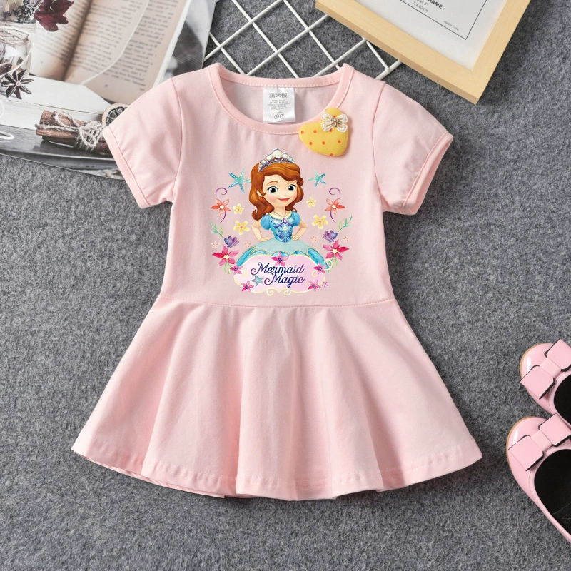 Summer dress, cute small princess costume, with short sleeve