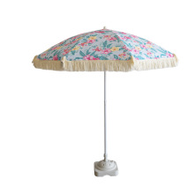 跨境批发沙滩伞定制涤纶布流苏太阳伞庭院伞装饰伞防雨摆摊钓鱼伞