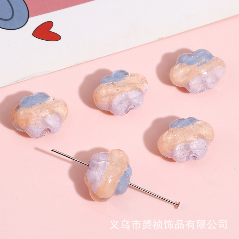 樹脂グラデーション油絵クラウドビーズ diy 手作りビーズブレスレットキーホルダー携帯電話チェーンジュエリーアクセサリー材料|undefined