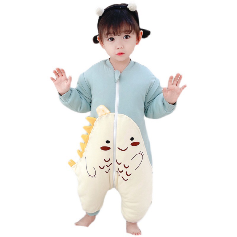 Saco de dormir de pierna dividida de algodón para bebés primavera y otoño delgado cuatro estaciones saco de dormir grande universal edredón anti-patada para niños otoño e invierno pijamas para bebés