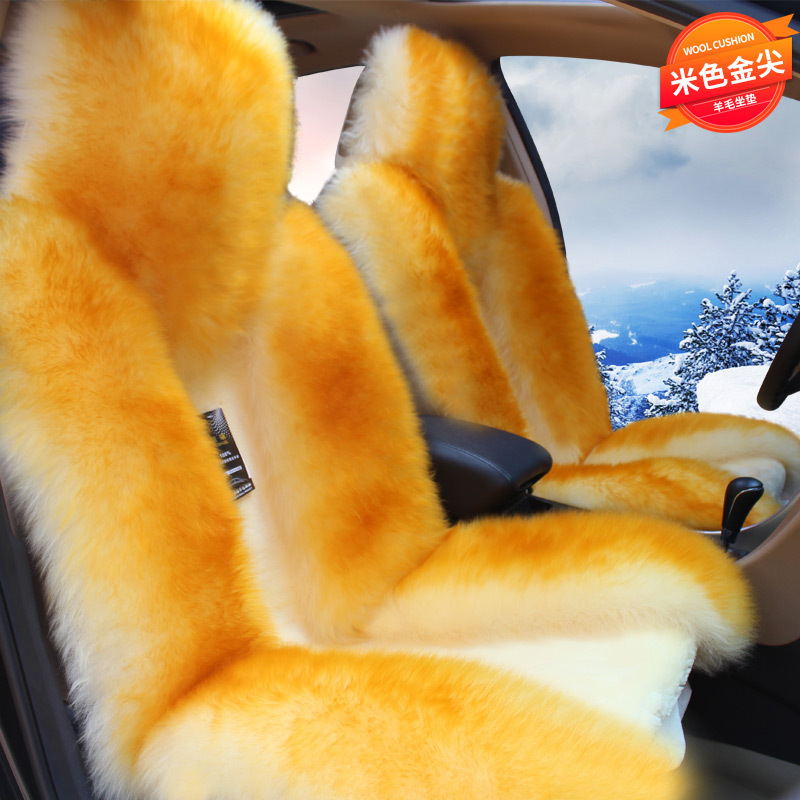 Winter wool car seat cushion plush seat cover pure wool long hair winter wool pad warm thickened car mat popular online