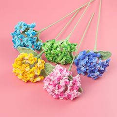 手編みウールアジサイ造花ホームデコレーションブーケ結婚式ホリデーギフトニットフラワーお土産