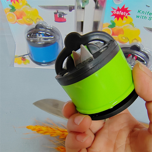 Cross-border hot selling household tungsten steel portable knife sharpener manual mini suction cup sharpening stone kitchen supplies printed logo
