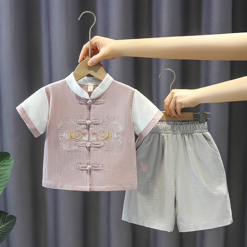Maiden's Hanfu Summer Style Ancient Style Thin Set Suit Baby Stylish First Birthday Formal Dress Summer Children National Style Improved Tang Suit