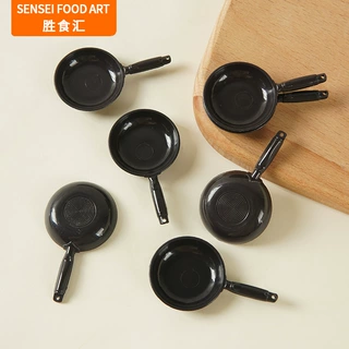 仿真迷你食玩平底锅炒锅道具DIY娃娃屋黏土餐厨具器皿迷你不粘锅