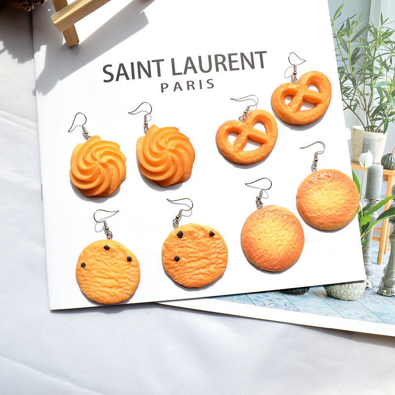 2D Cartoon Cute Food Earrings, Personalized Funny Creative Earrings, Fun Acrylic Cookie Earrings for Women