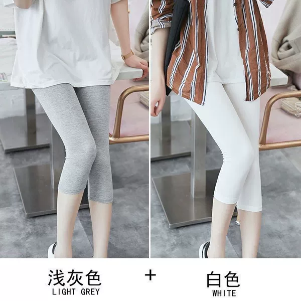 Light gray + white cropped pants [two sets]