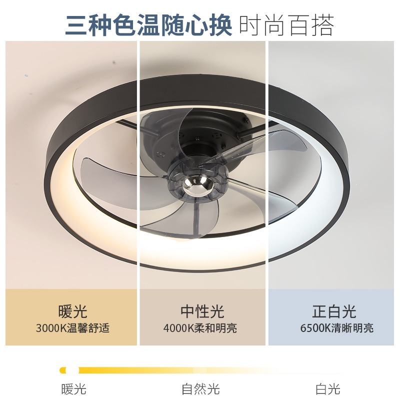 Ventilador de Techo Invisible con Luz 110V, Hierro y Plástico, Conversión de Frecuencia y Control Remoto, para Dormitorio image 4