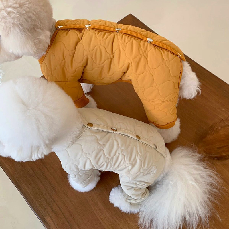 애완 동물 네 다리 면 코트 두꺼운 포메라니안 푸들 강아지 작은 강아지 요크셔 슈나우저 테디 비숑 의류