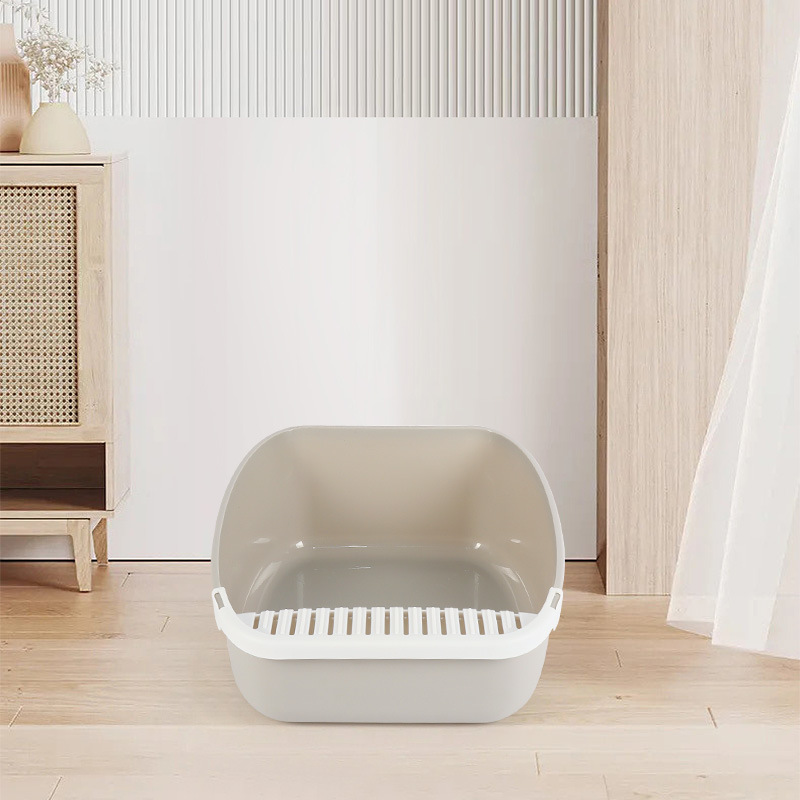 Abra la caja de arena para gatos grande inodoro extraíble para gatos antiarena suministros de limpieza para gatos con pala para gatos inodoro para mascotas