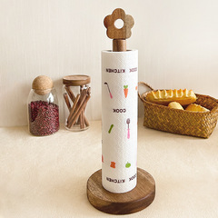 Wooden paper towel holder lazy wipe arrangement rack roll paper rack kitchen vertical hanging rack punch-free cling film storage rack