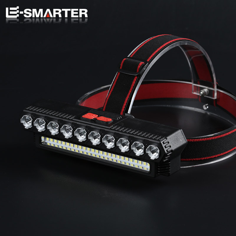 Transfronterizo nueva noche pesca faro al aire libre fuerte luz multi-LED cabeza-montado USB recargable faro linterna de iluminación portátil