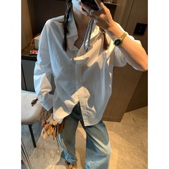 摩且 早秋新款 常青款简约随性松弛宽松显瘦叠穿衬衫全棉 MQ0658