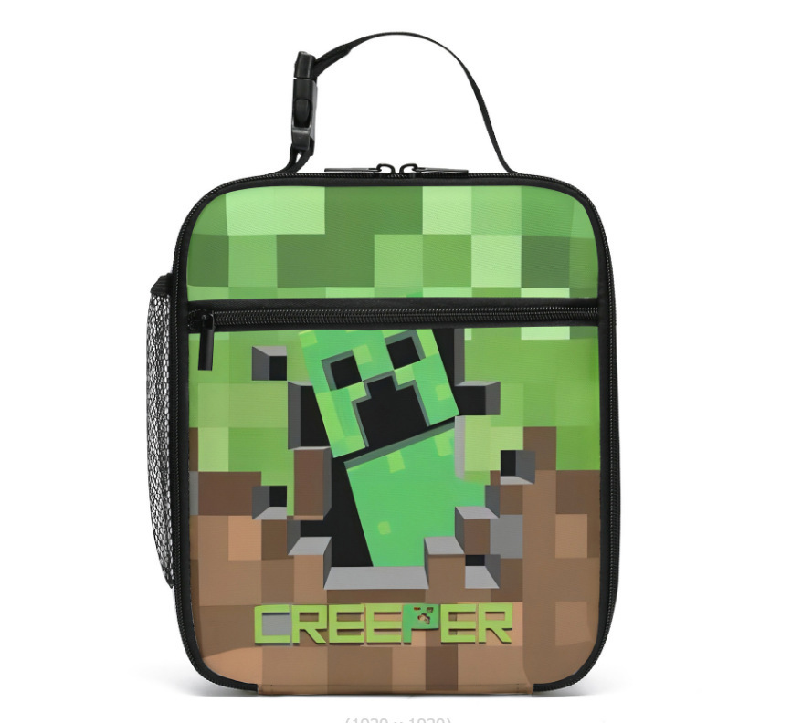 Minecraft Bolso de comida para estudiantes de primaria Minecraft Bolso de hombro portátil para niños Caja de aislamiento Bolsa de almuerzo portátil de campo