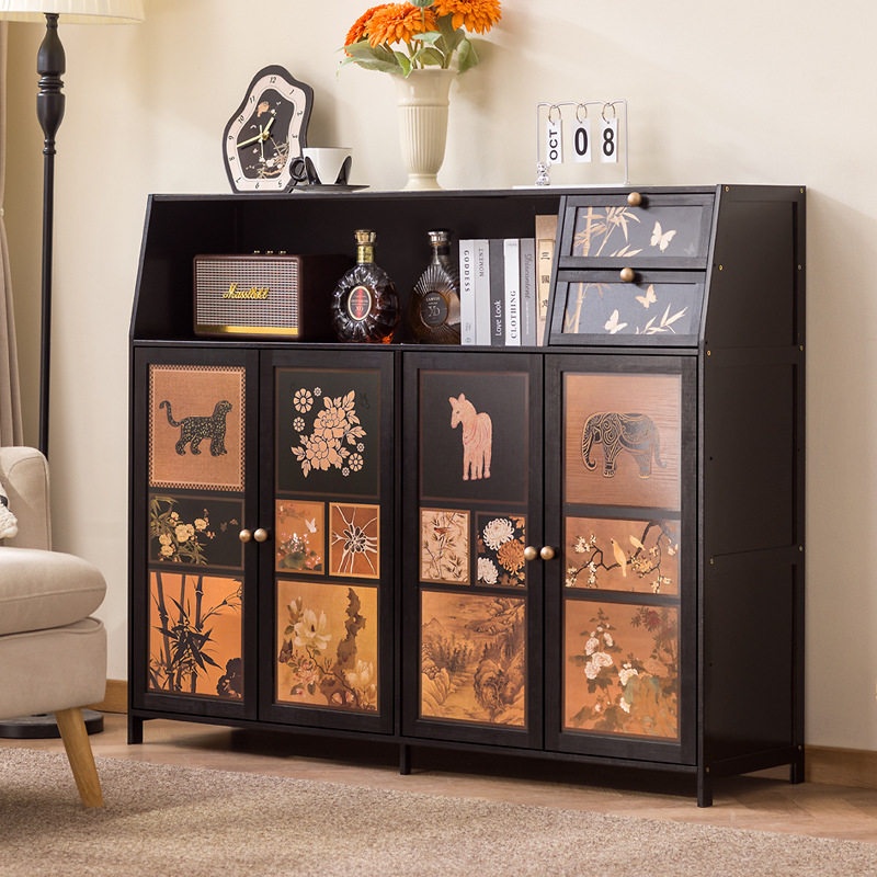 Sideboard Cabinet for Home Use, Wall-Mounted Integrated Storage Cabinet for Living Room, Vintage-Style Coffee Cabinet, Kitchen Multi-Functional Storage Cabinet