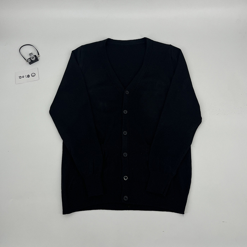 오리지널 JK 유니폼 솔리드 컬러 싱글 브레스트 슬리브 카디건 스웨터 일본 스타일 심플한 센스 칼리지 JK 스웨터 스태킹 올매치