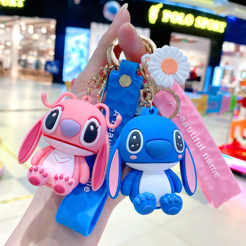 漫画かわいいステッチキーホルダークリエイティブカップルバッグ車のキーチェーンペンダントギフト小物卸売|undefined