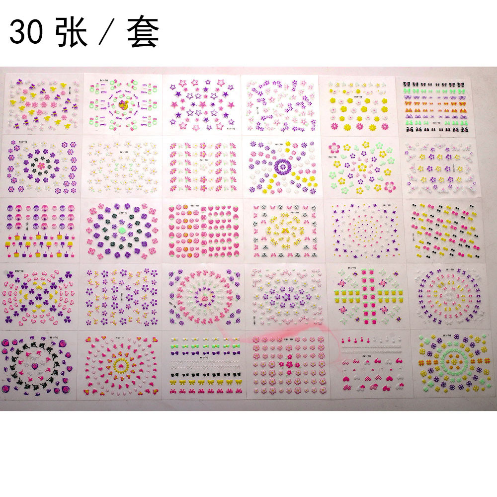 El Comercio exterior transfronterizo popular pegatinas de uñas amor pegatinas de brillo flor pequeña decoración de uñas floral pegatinas lindas pequeñas calcomanías